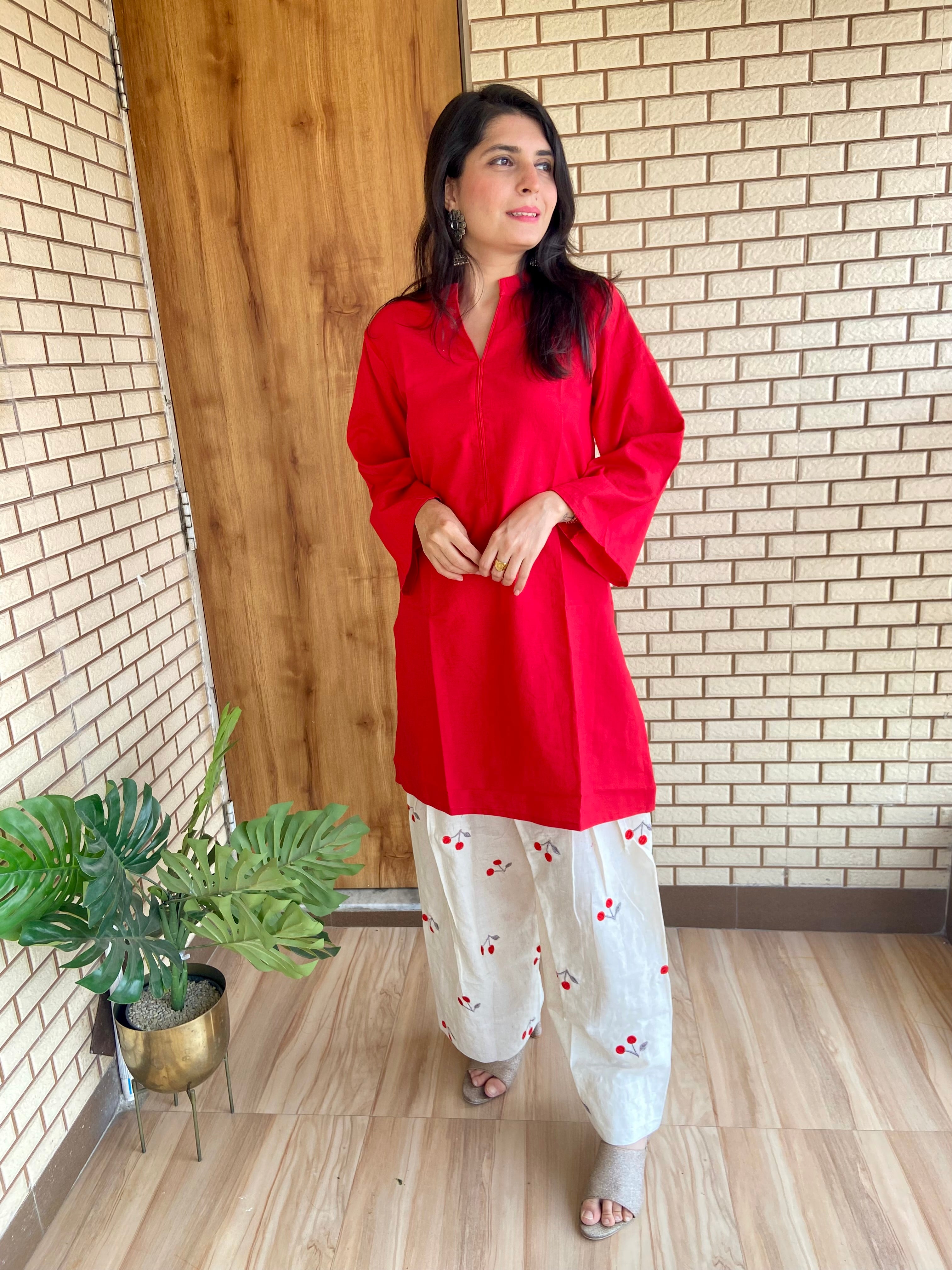 Cherry embroidered Farshi Salwar Suit Set