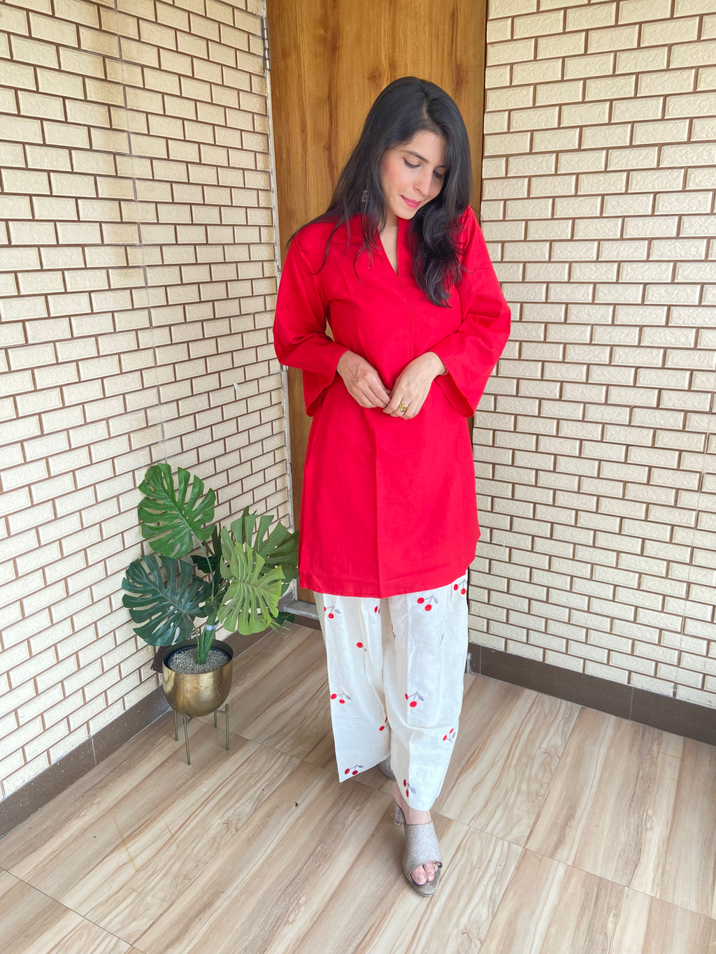 Cherry embroidered Farshi Salwar Suit Set