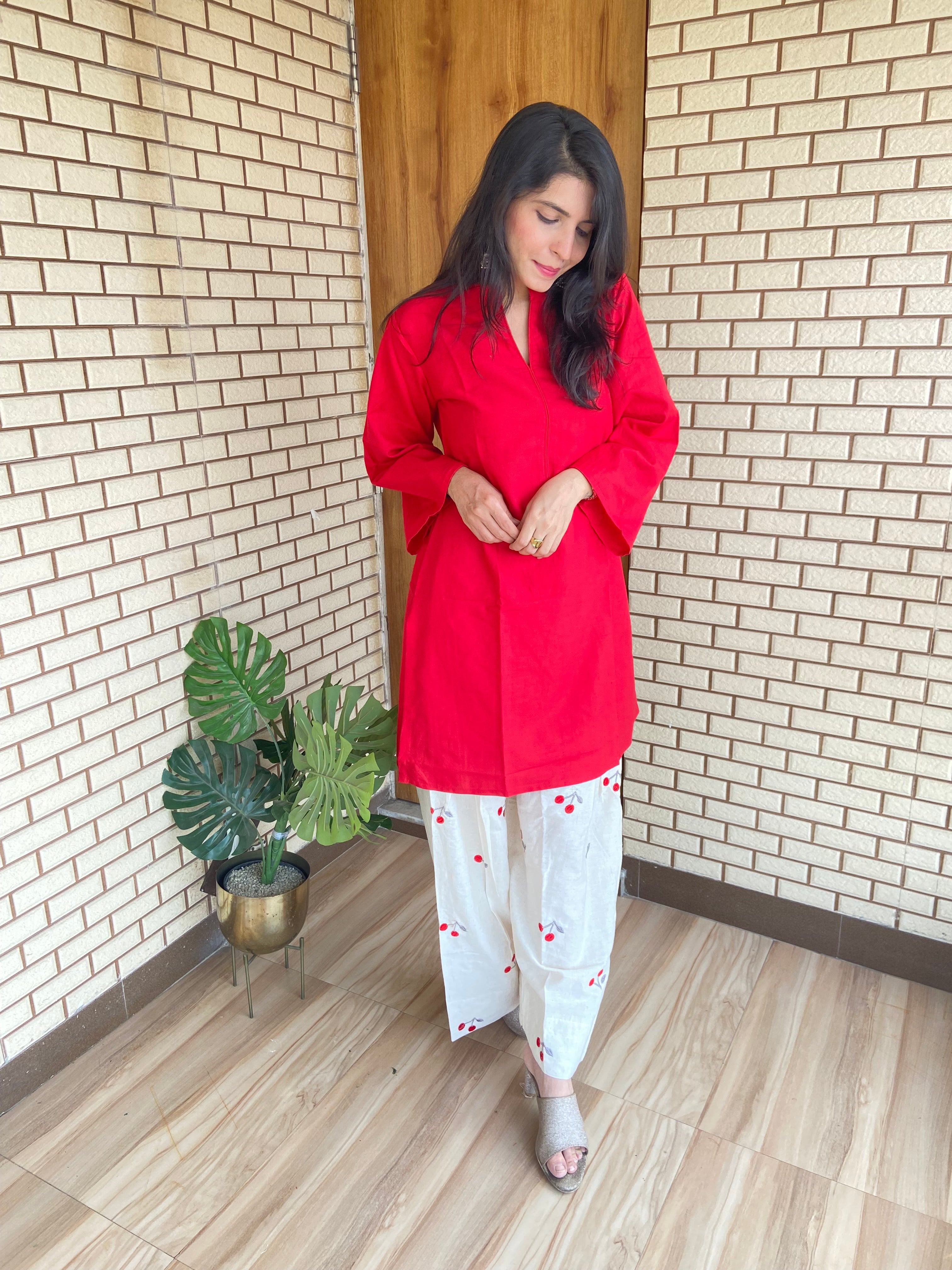 Cherry embroidered Farshi Salwar Suit Set