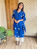 Daisy Embroidered Salwar Suit with Printed Dupatta