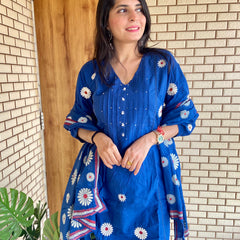 Daisy Embroidered Salwar Suit with Printed Dupatta