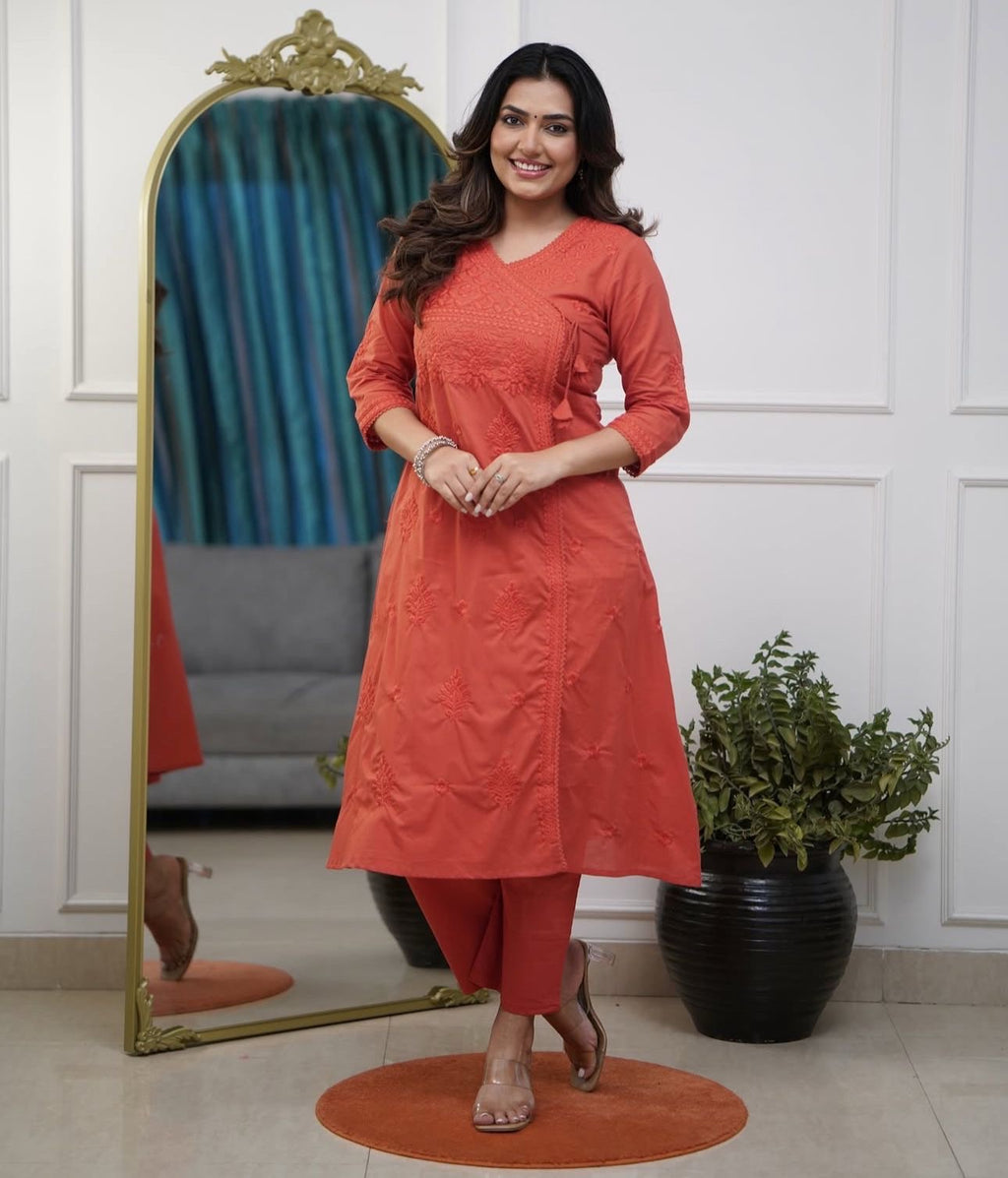 Chikankari Angarkha Style Co-ord Set