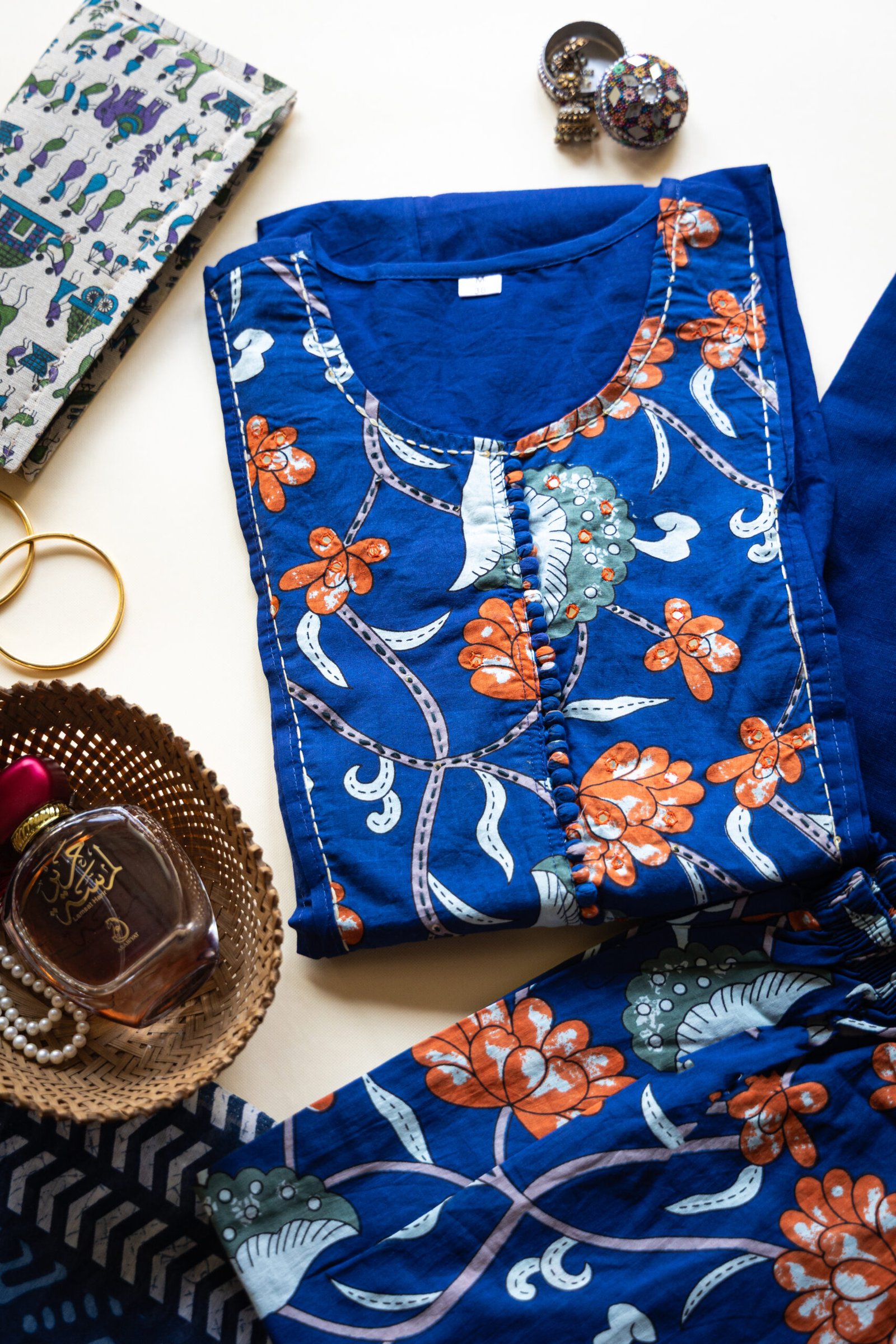 Blue Ajarak Print Suit Set Blue Ajarak Print Suit Set