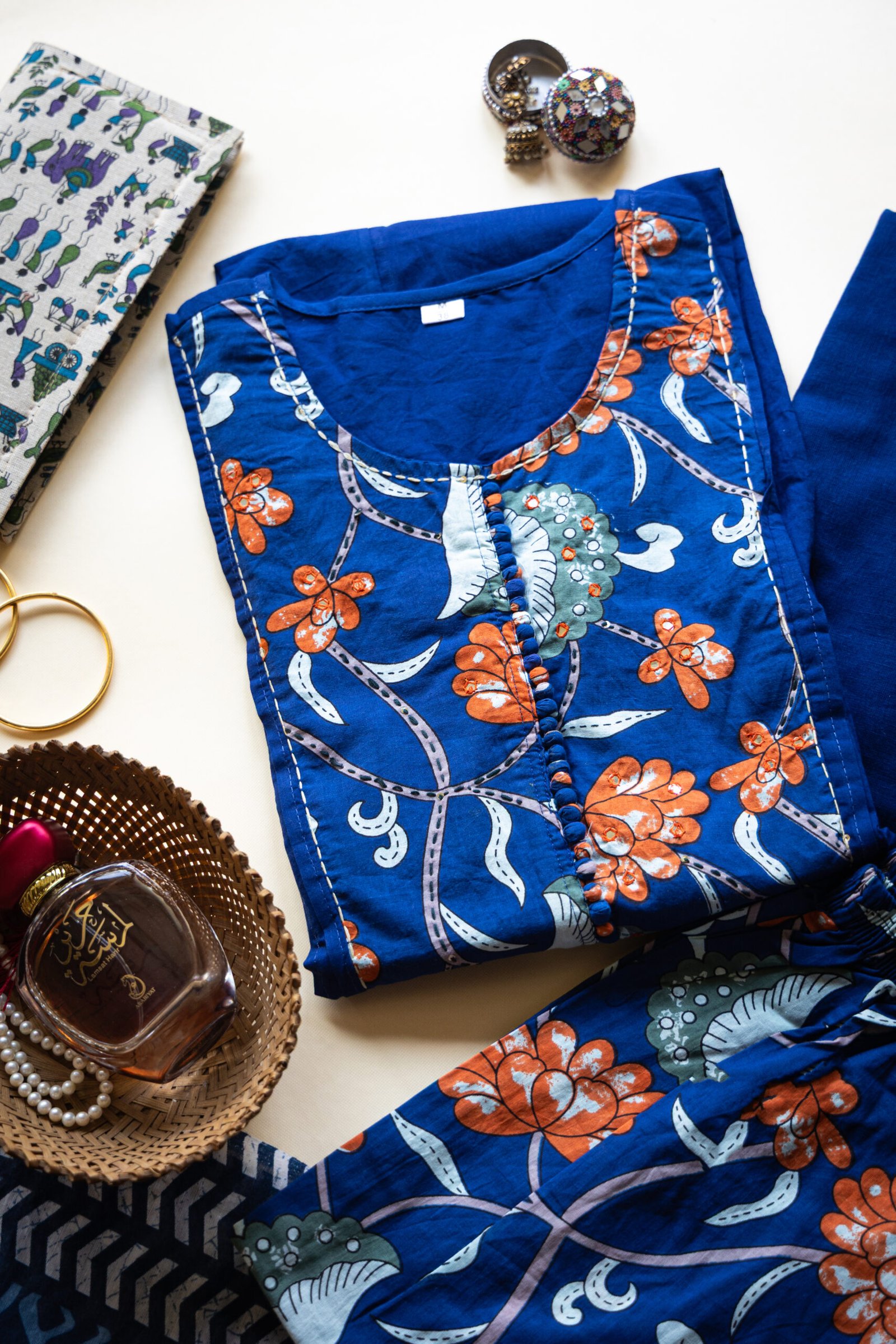 Blue Ajarak Print Suit Set Blue Ajarak Print Suit Set