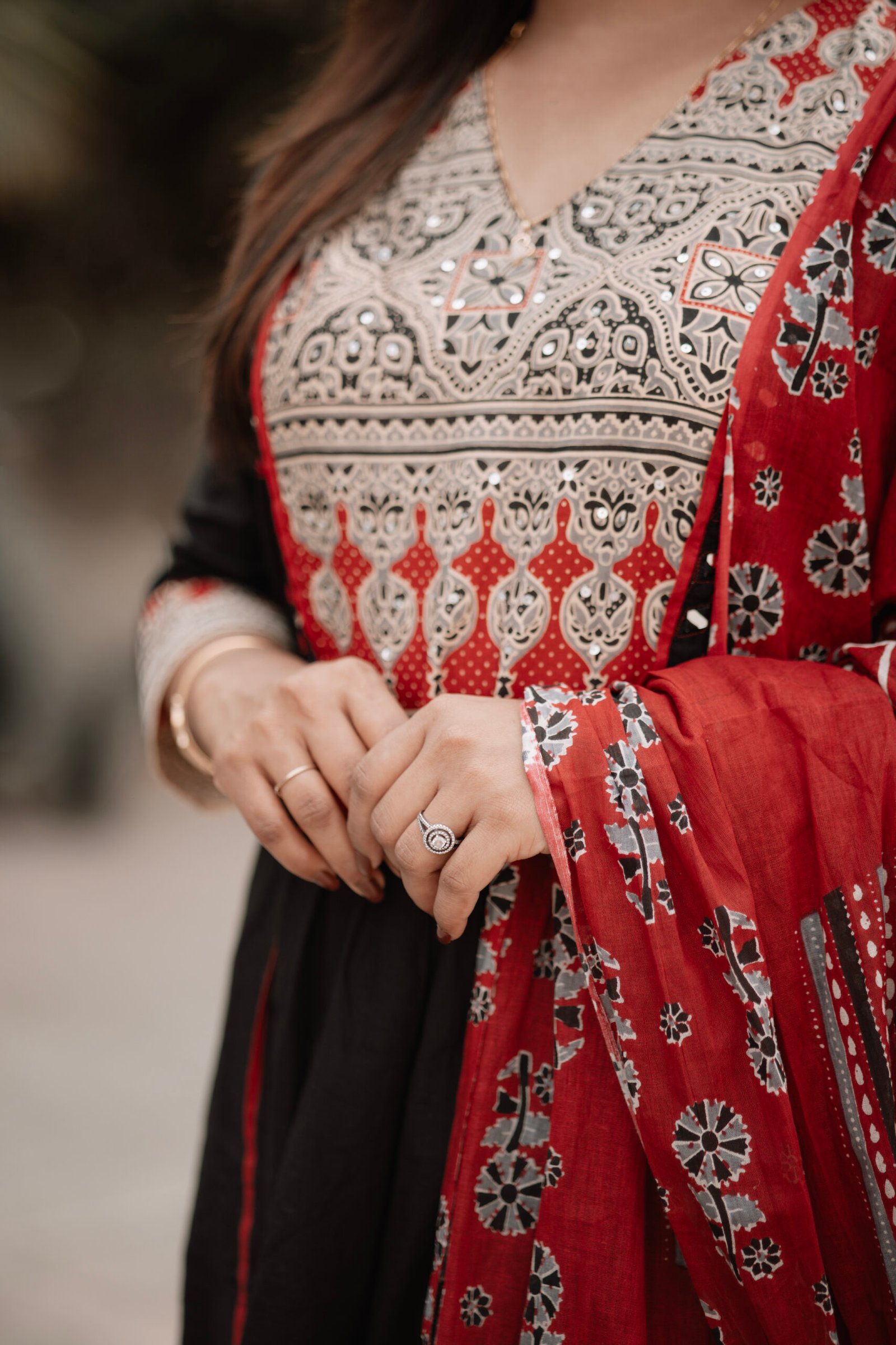 black & red printed suit set with dupatta black & red printed suit set with dupatta