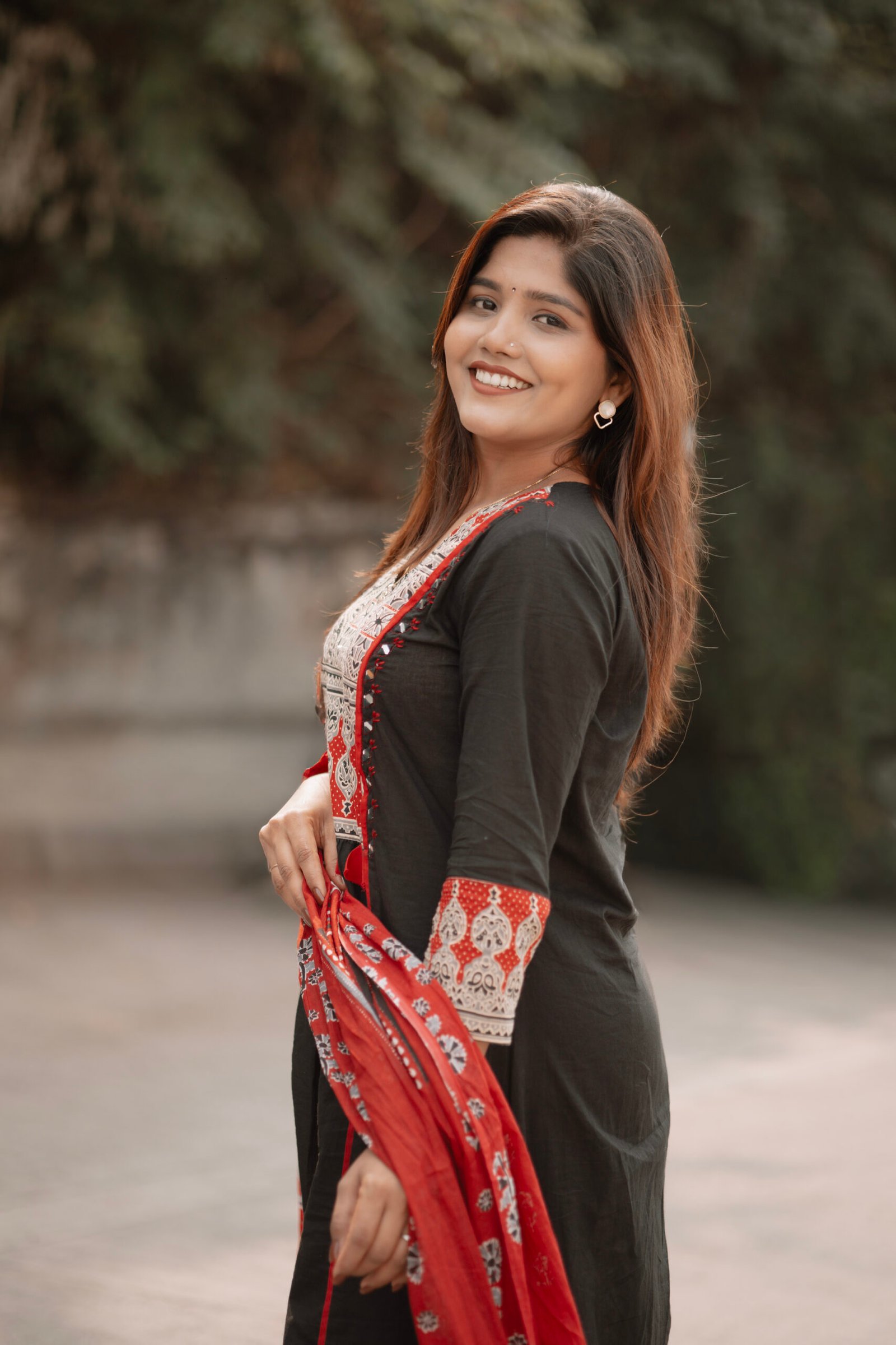 black & red printed suit set with dupatta black & red printed suit set with dupatta
