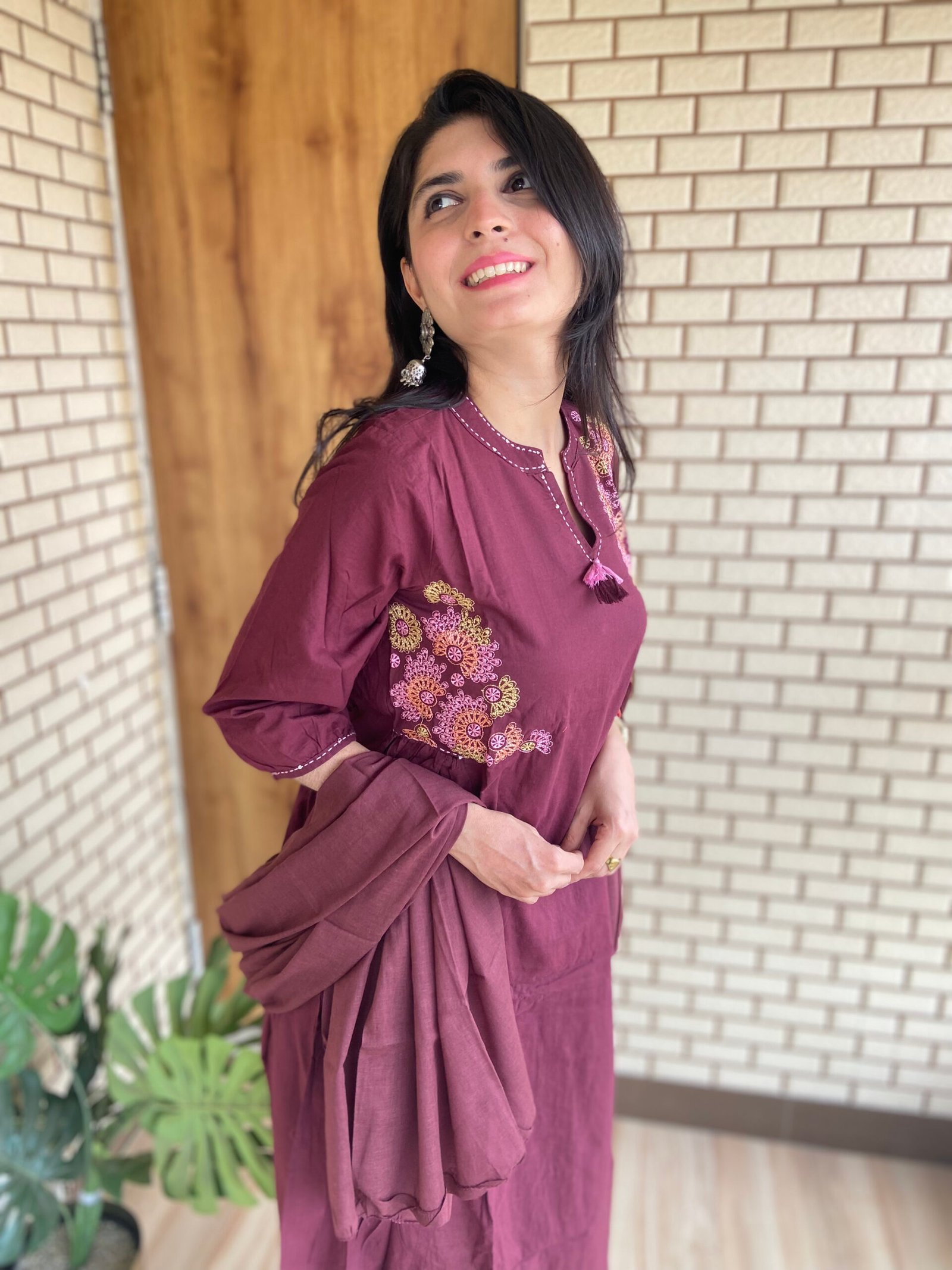 Mauve Purple Blossom Embroidered Suit Set Mauve Purple Blossom Embroidered Suit Set