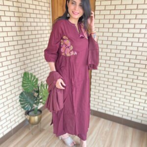 New Arrivals Mauve Purple Blossom Embroidered Suit Set