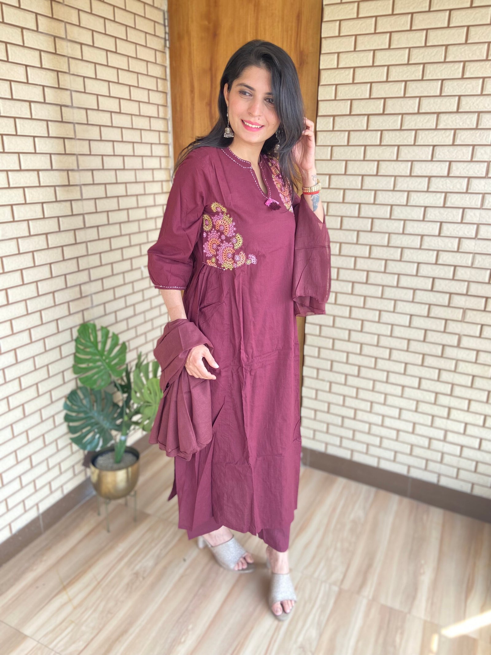 Mauve Purple Blossom Embroidered Suit Set Mauve Purple Blossom Embroidered Suit Set