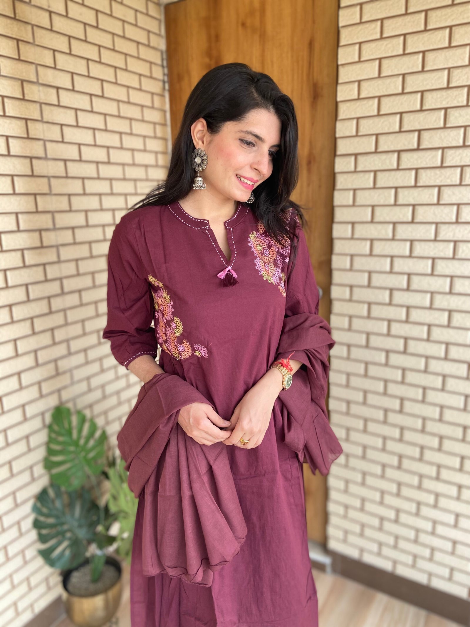 Mauve Purple Blossom Embroidered Suit Set Mauve Purple Blossom Embroidered Suit Set