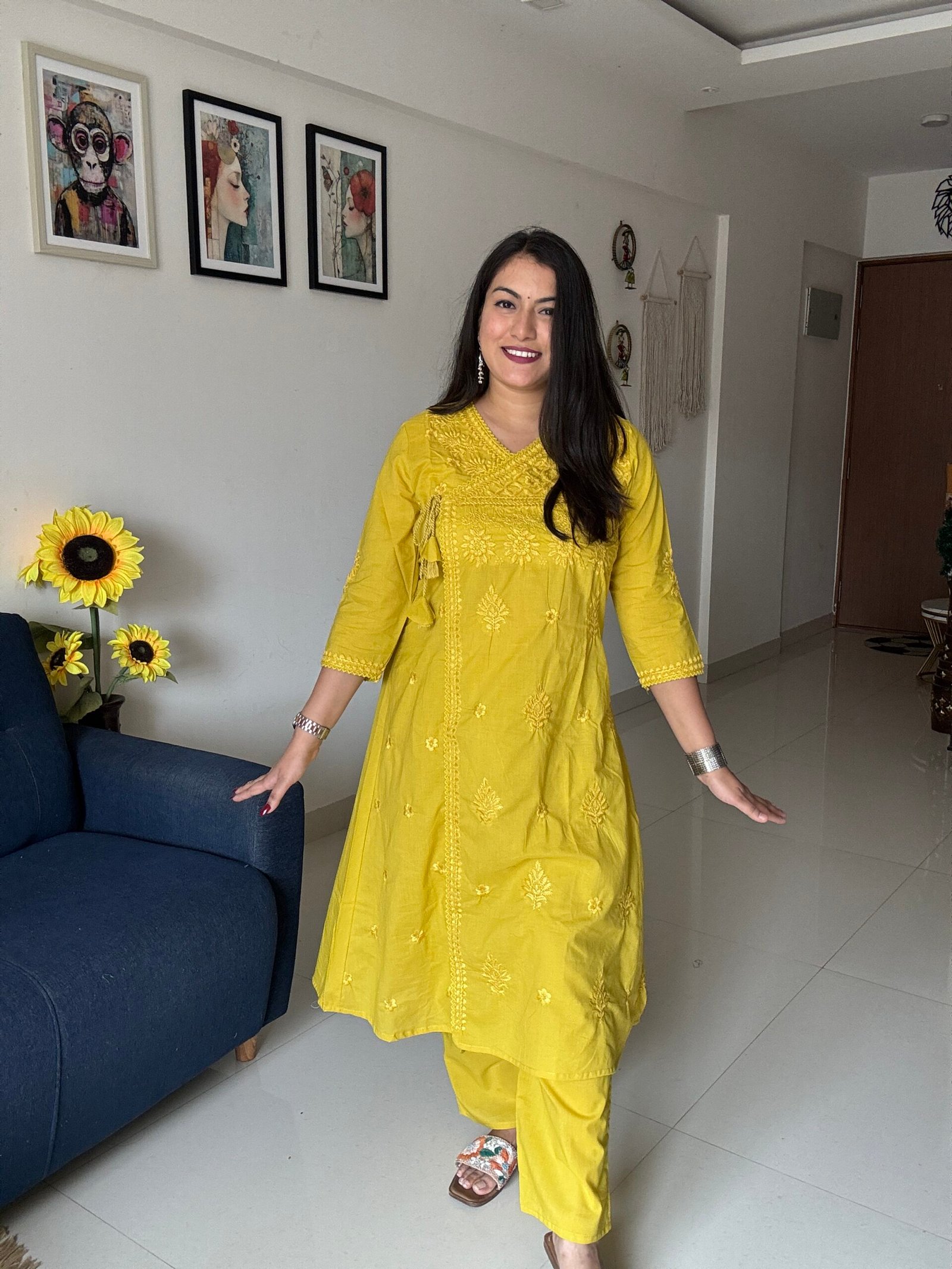 mustard yellow embroidered pair mustard yellow embroidered pair