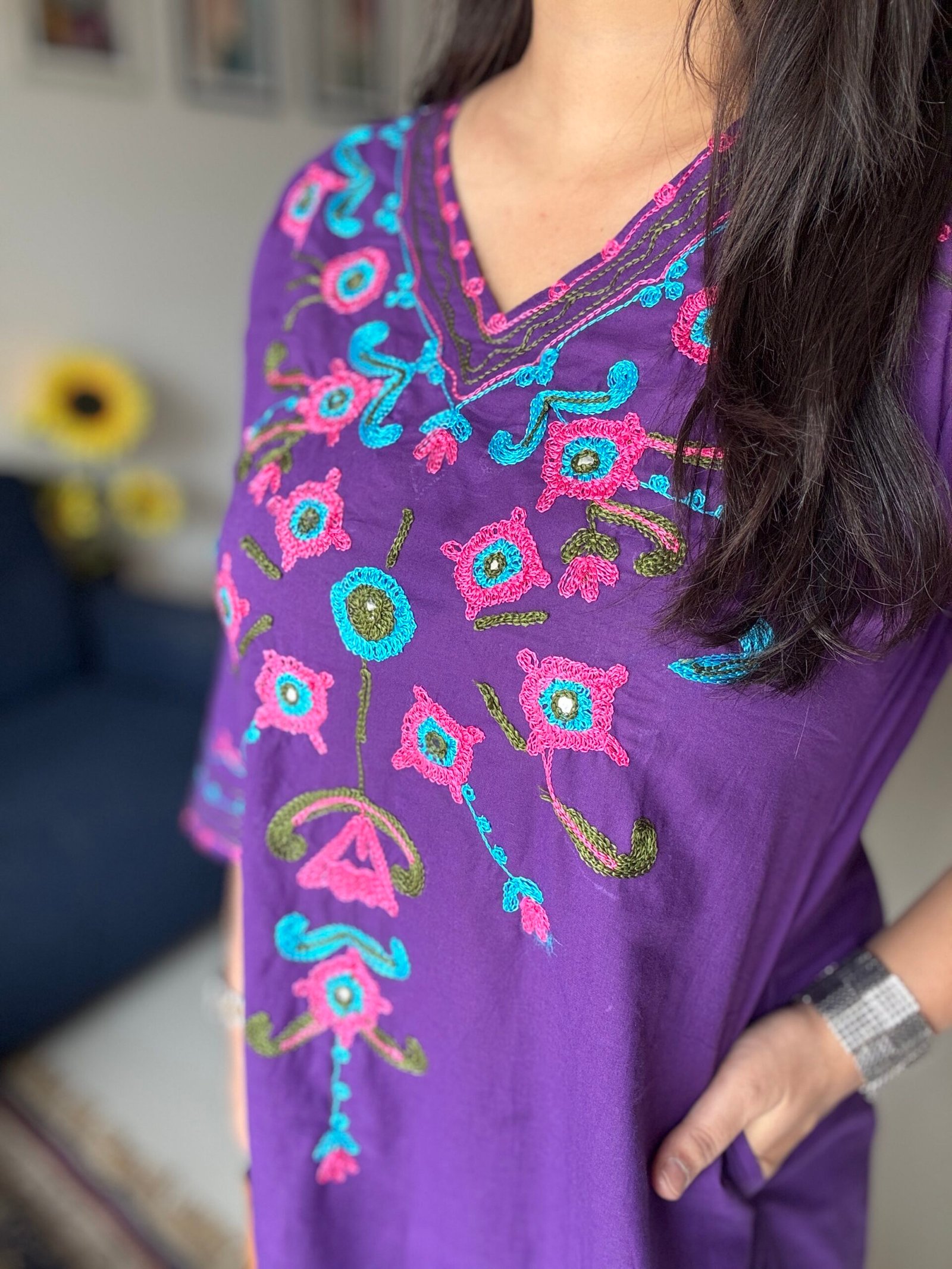 purple embroidered cotton kurta set purple embroidered cotton kurta set
