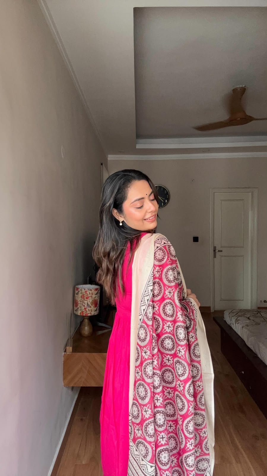 rani pink suit set with printed dupatta rani pink suit set with printed dupatta