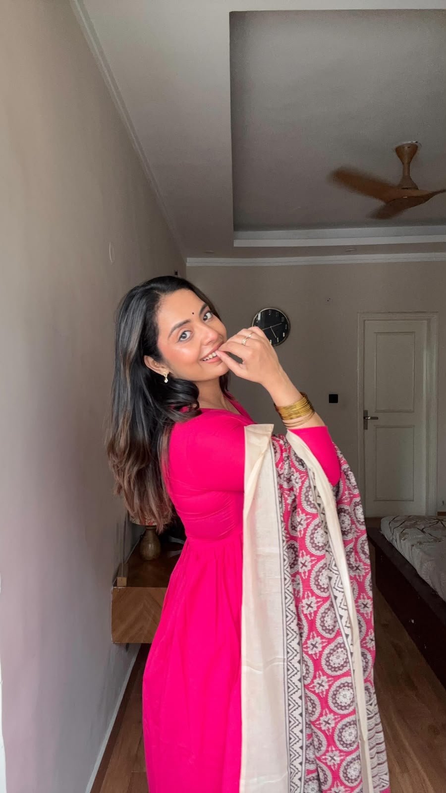 rani pink suit set with printed dupatta rani pink suit set with printed dupatta