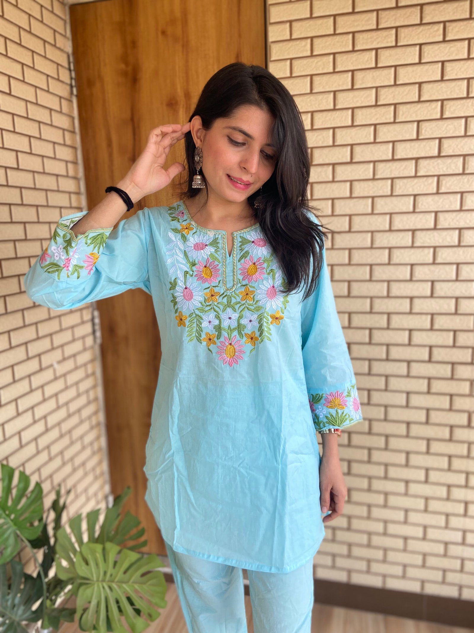 sky blue embroidered pair sky blue embroidered pair