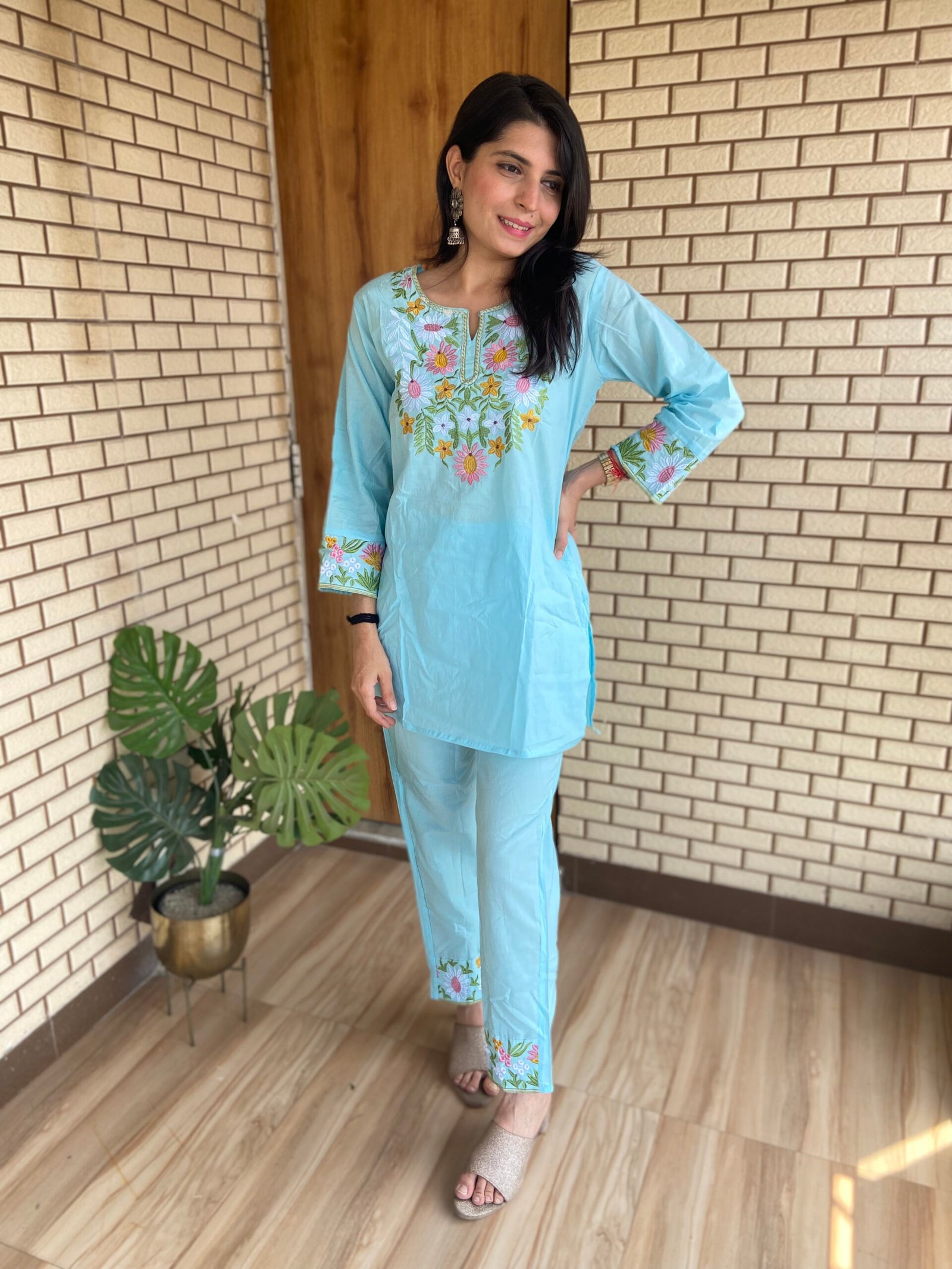 sky blue embroidered pair sky blue embroidered pair