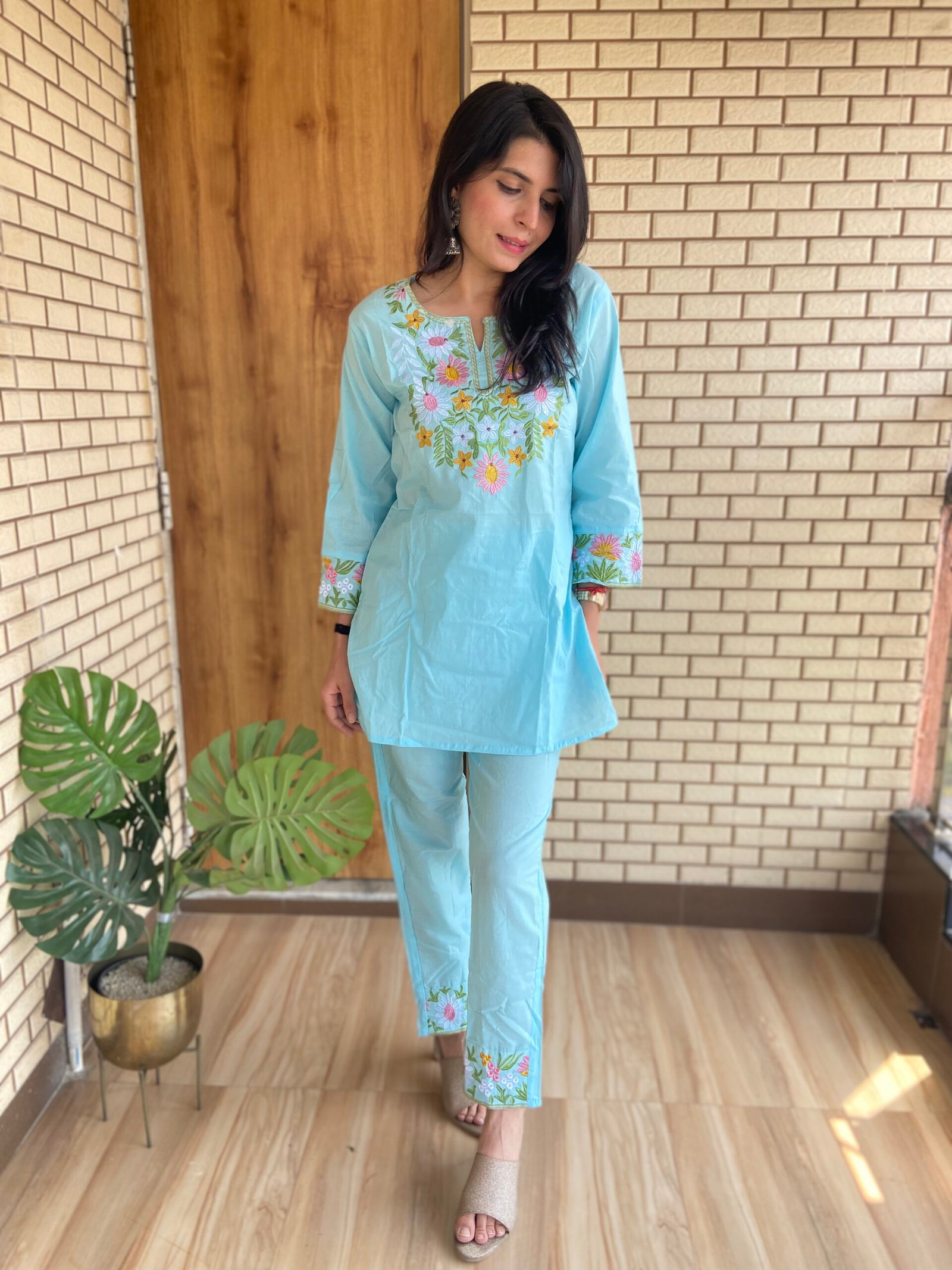 sky blue embroidered pair sky blue embroidered pair