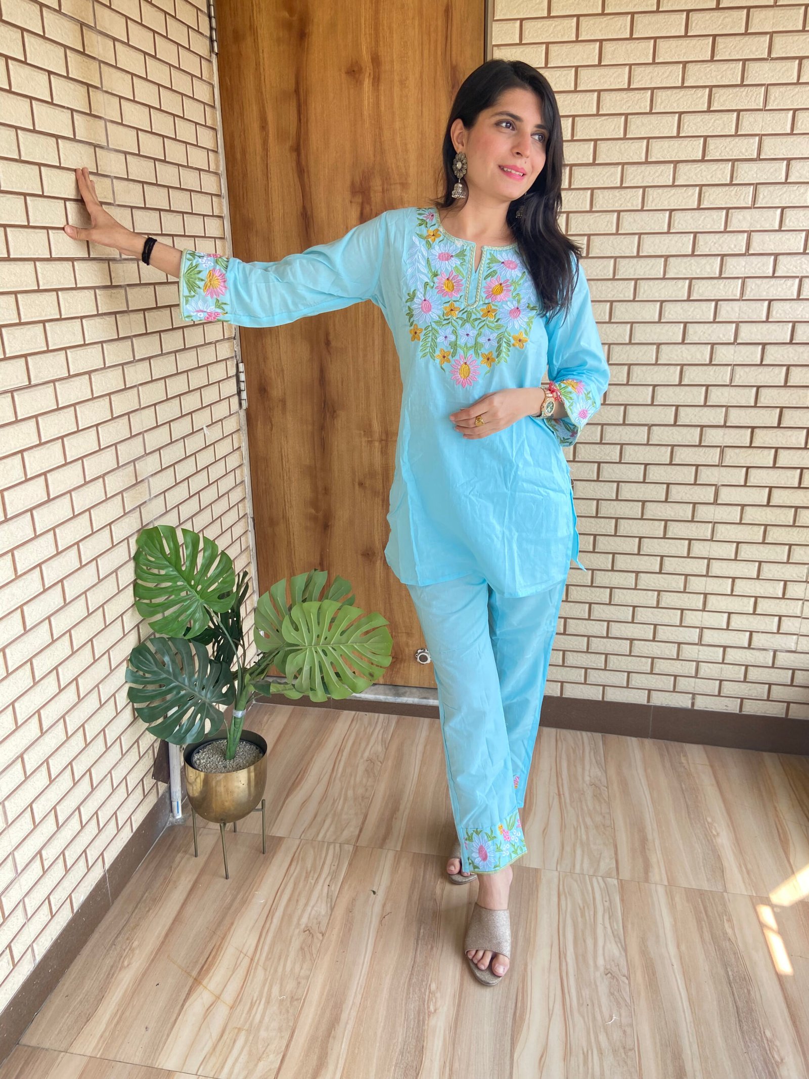 sky blue embroidered pair sky blue embroidered pair