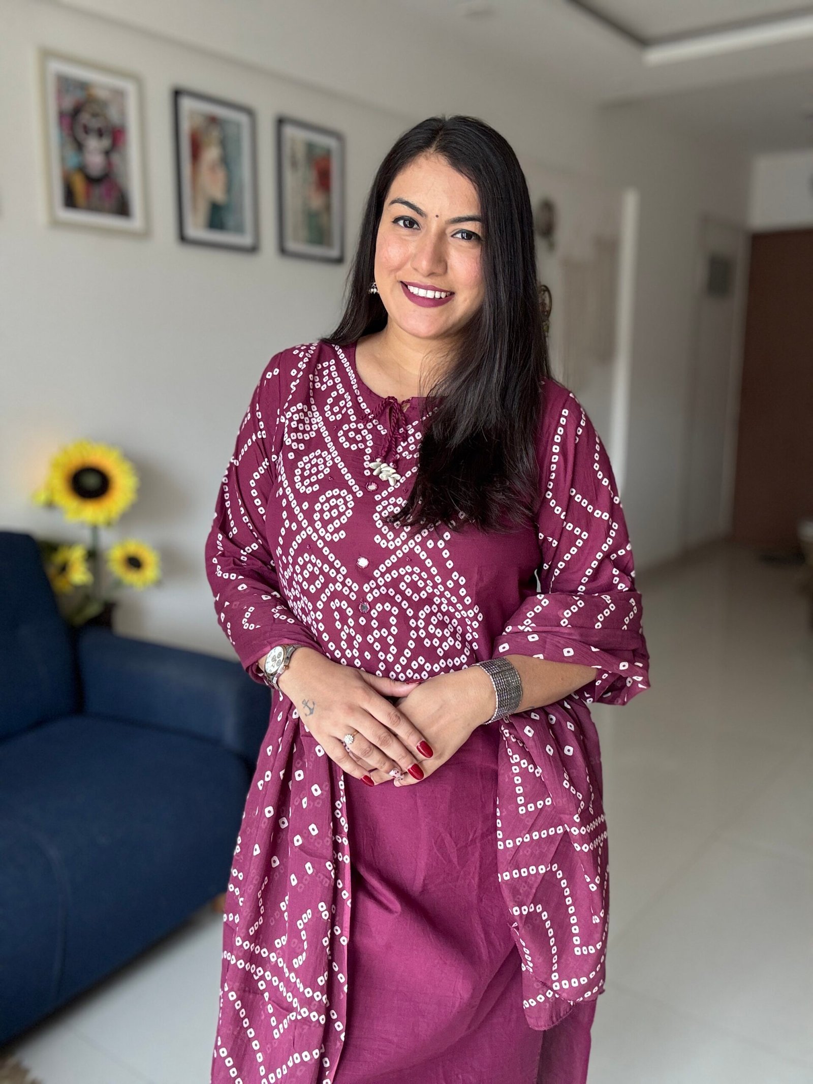 wine bandhani suit set wine bandhani suit set
